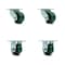 Service Caster 3.25 Inch Green Poly on Steel Caster Set with Roller Bearings 2 Swivel 2 Rigid SCC-30CS3420-PUR-GB-2-R3420-2 - alternate 1